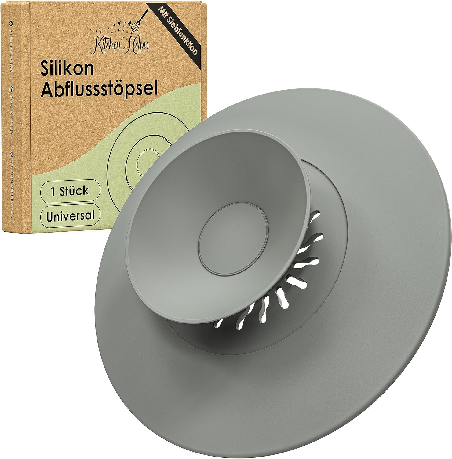 Kitchen Helpis® Universal Stöpsel mit Siebfunktion